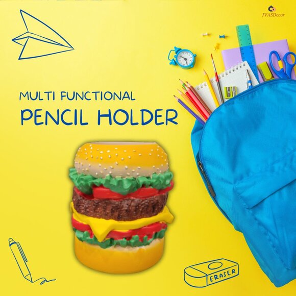 Vintage Hamburger Shaped Ceramic Pencil Holder – 4"x5" Desk & Bathroom Organizer - Picture 4 of 5